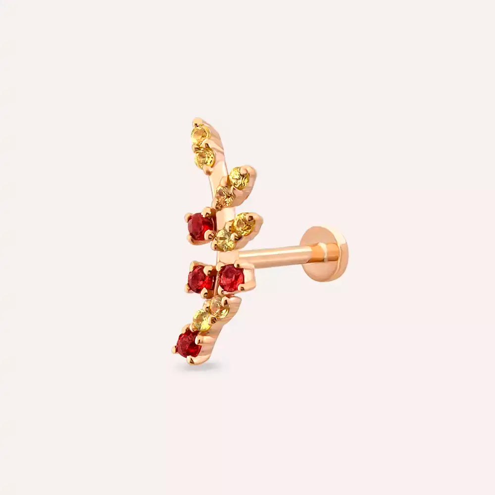 Laurel Yellow and Red Sapphire Rose Gold Piercing