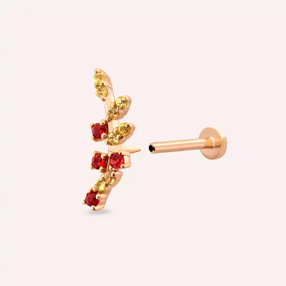 Laurel Yellow and Red Sapphire Rose Gold Piercing
