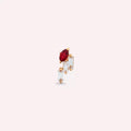 Ethos Red Sapphire and Baguette Diamond Rose Gold Single Earring