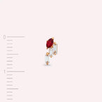 Ethos Red Sapphire and Baguette Diamond Rose Gold Single Earring