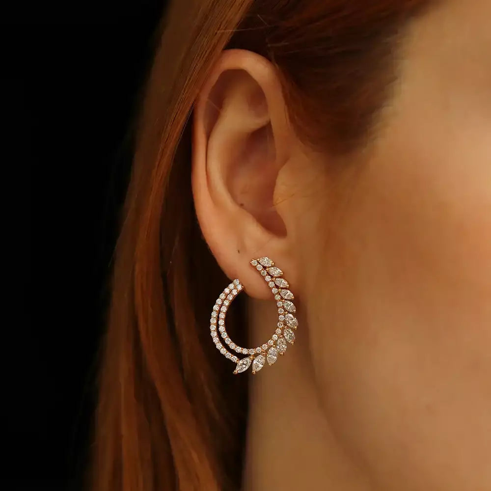 Leavi Diamond-Accented Rose Gold Earrings