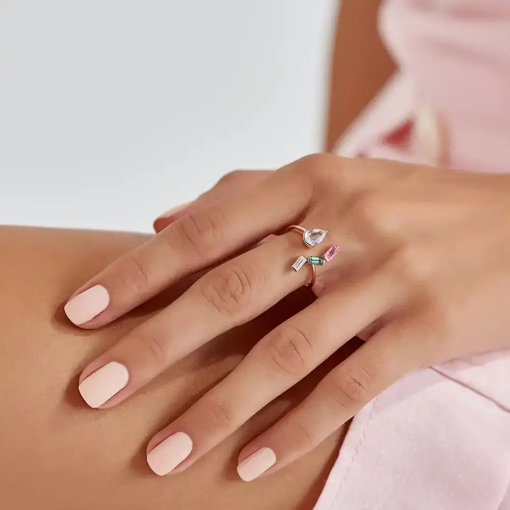 Arte 1.45 CT Multicolor Sapphire and Diamond Rose Gold Ring