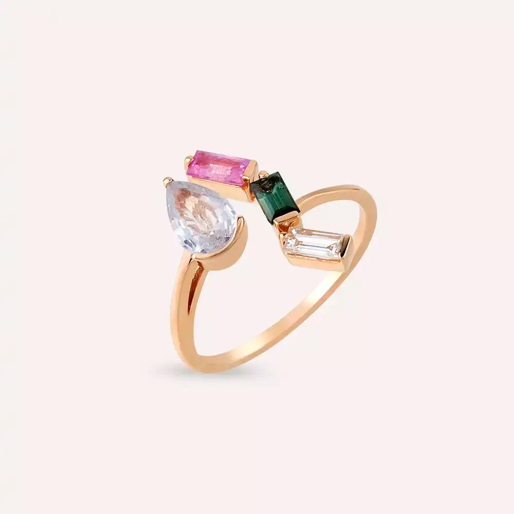 Arte 1.45 CT Multicolor Sapphire and Diamond Rose Gold Ring