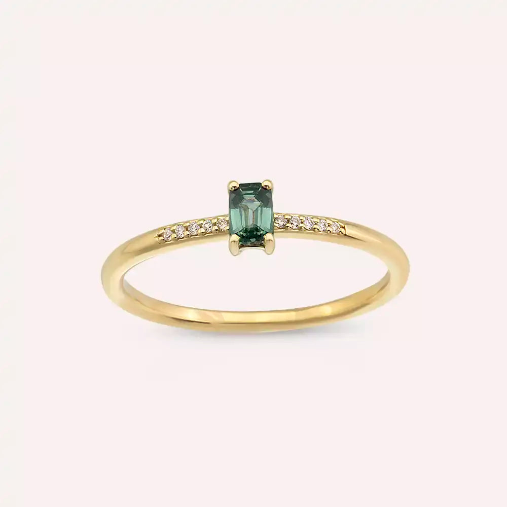 Lena Green Sapphire and Diamond Yellow Gold Ring