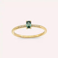Lena Green Sapphire and Diamond Yellow Gold Ring