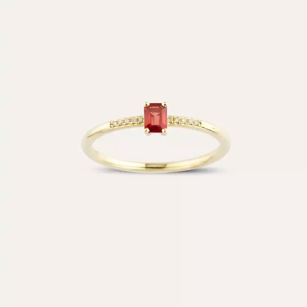 Lena Orange Sapphire and Diamond Yellow Gold Ring