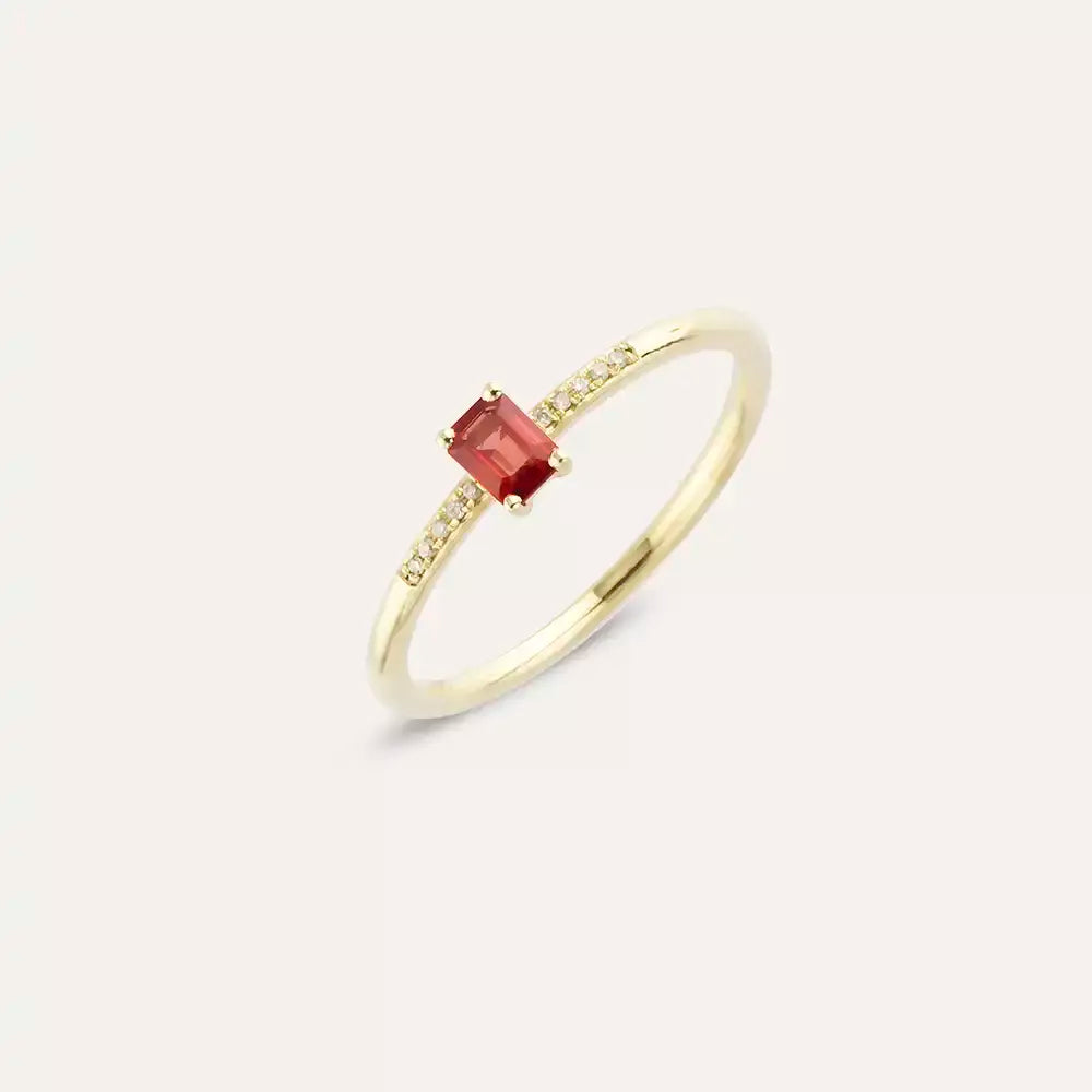 Lena Orange Sapphire and Diamond Yellow Gold Ring
