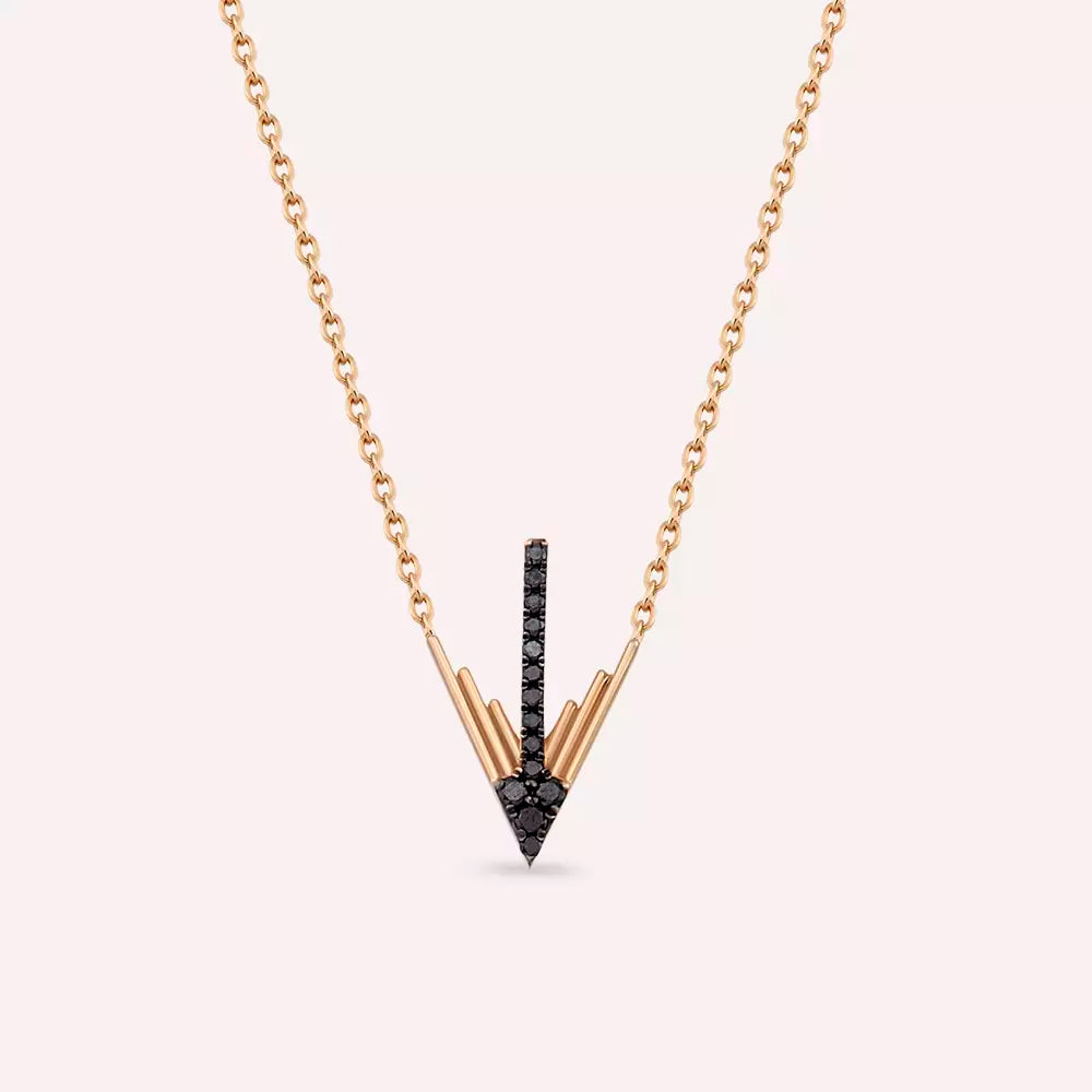Luvia II Black Diamond Rose Gold Necklace