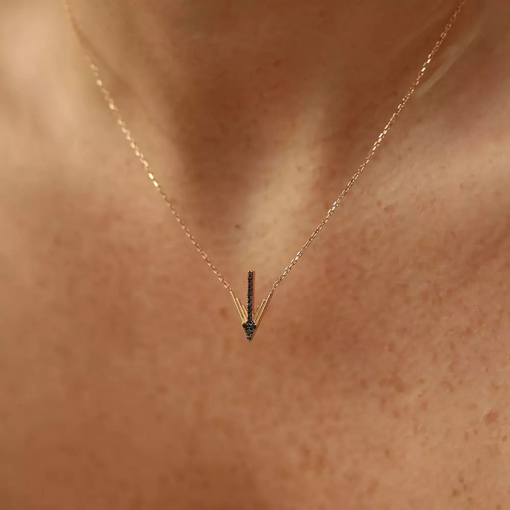 Luvia II Black Diamond Rose Gold Necklace