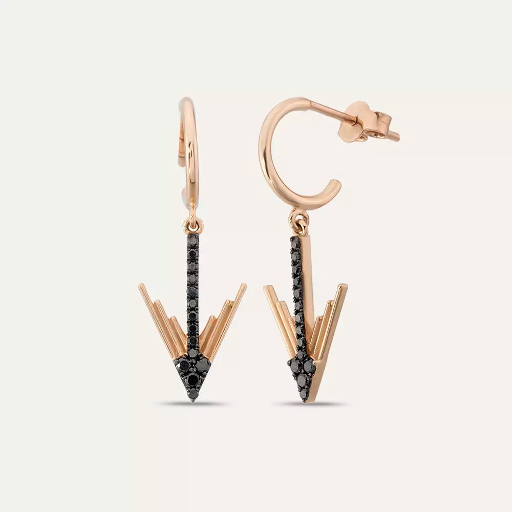 Luvia Black Diamond Rose Gold Earrings