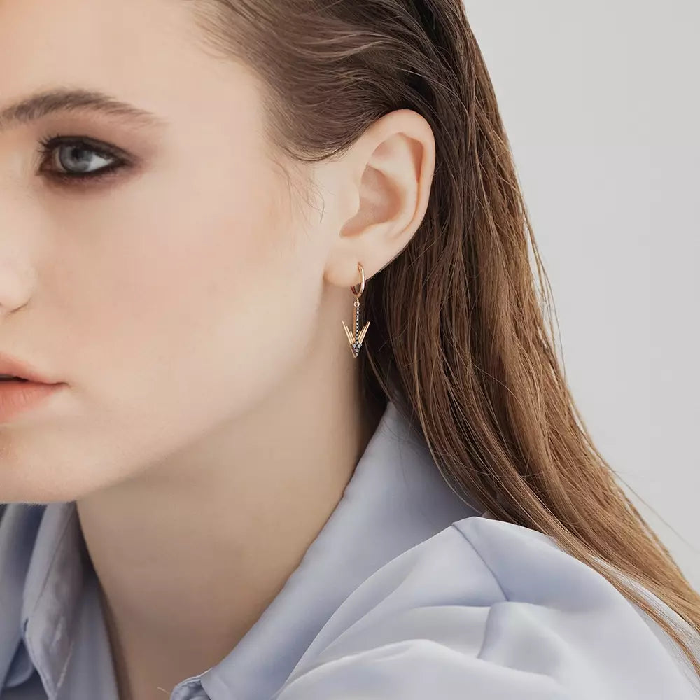 Luvia Black Diamond Rose Gold Earrings