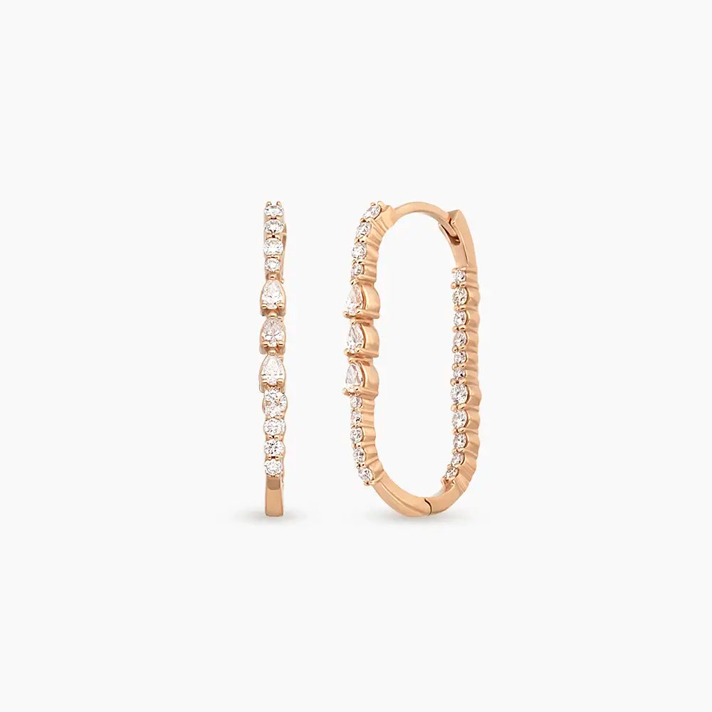 Ligne Pear Cut Diamond Rose Gold Earrings