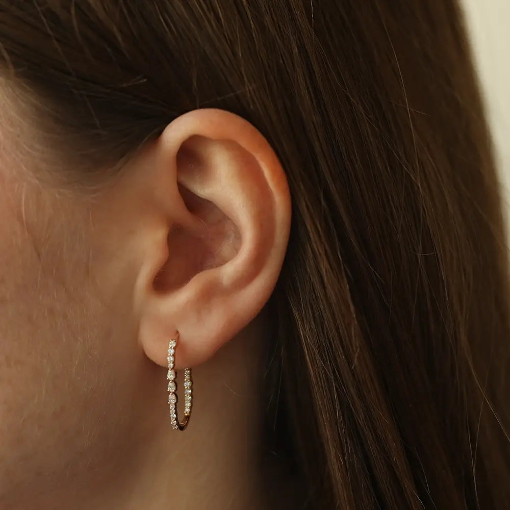 Ligne Pear Cut Diamond Rose Gold Earrings
