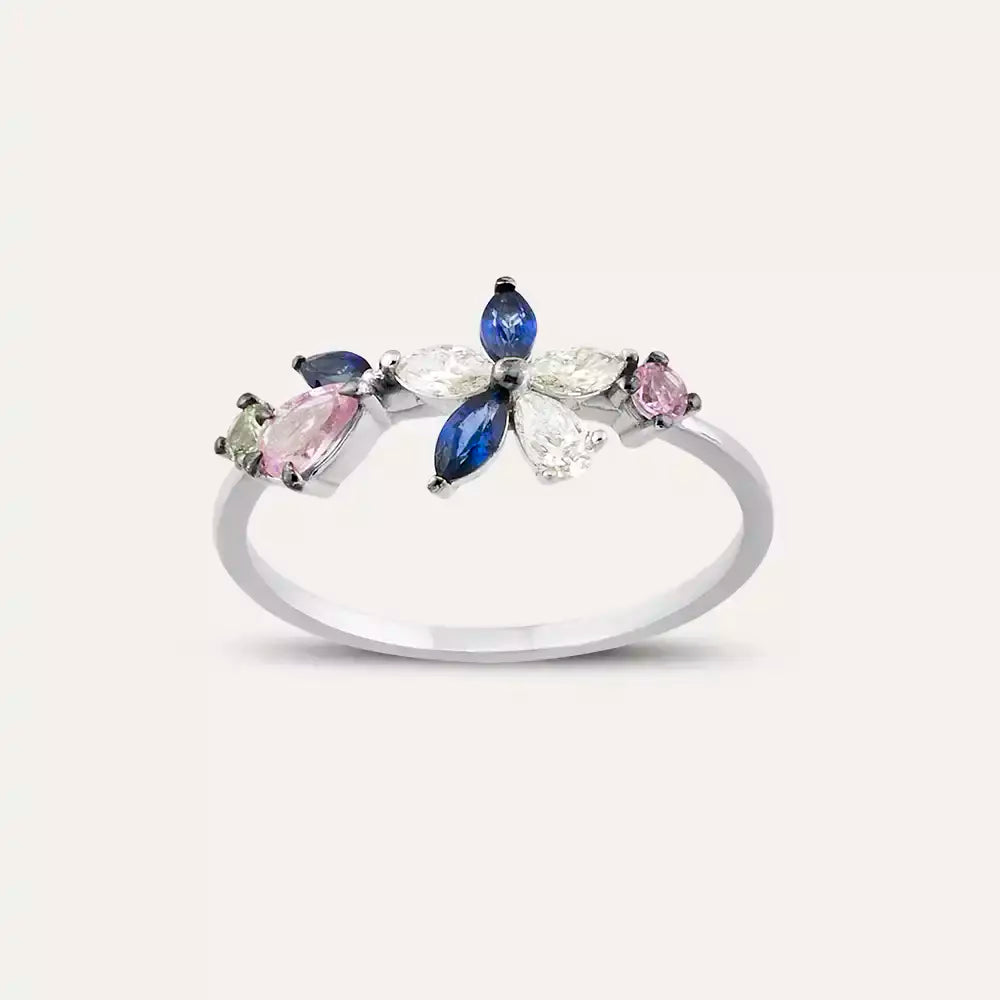 Pixie Multicolor Sapphire and Diamond White Gold Ring