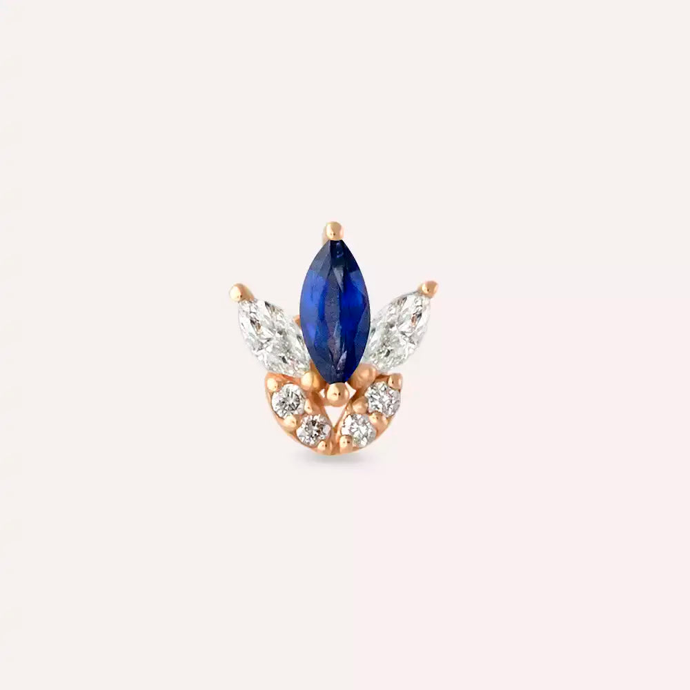 Lily Safir ve Pırlanta Taşlı Rose Altın Piercing