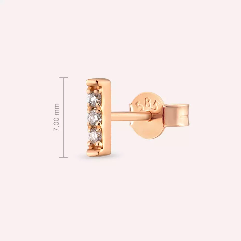 Sleek Diamond Rose Gold Single Earring