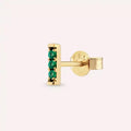 Sleek Emerald Yellow Gold Single Earring