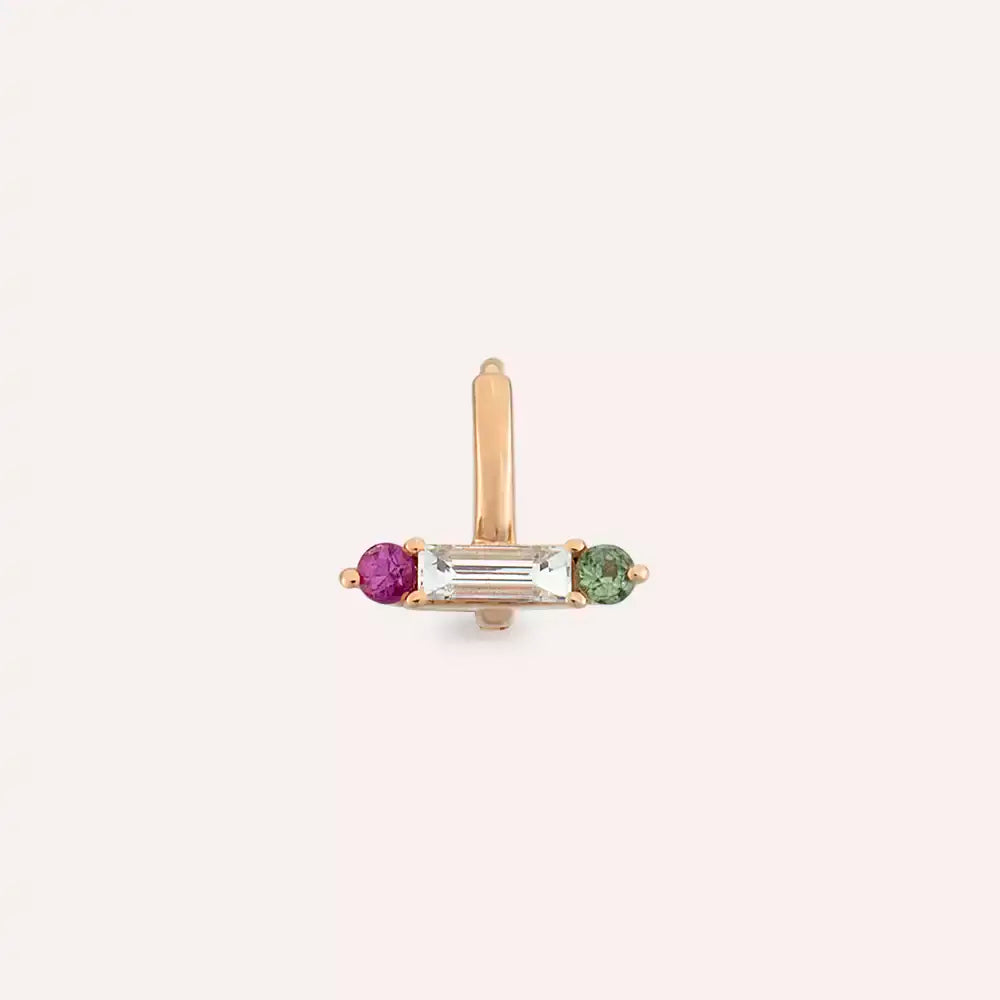 Linea Diamond, Purple and Green Sapphire Rose Gold Hoop Piercing