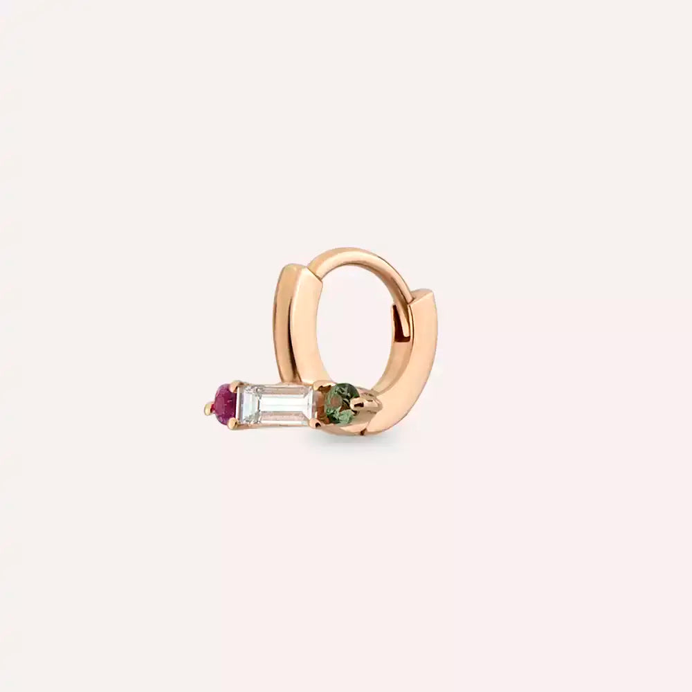 Linea Diamond, Purple and Green Sapphire Rose Gold Hoop Piercing
