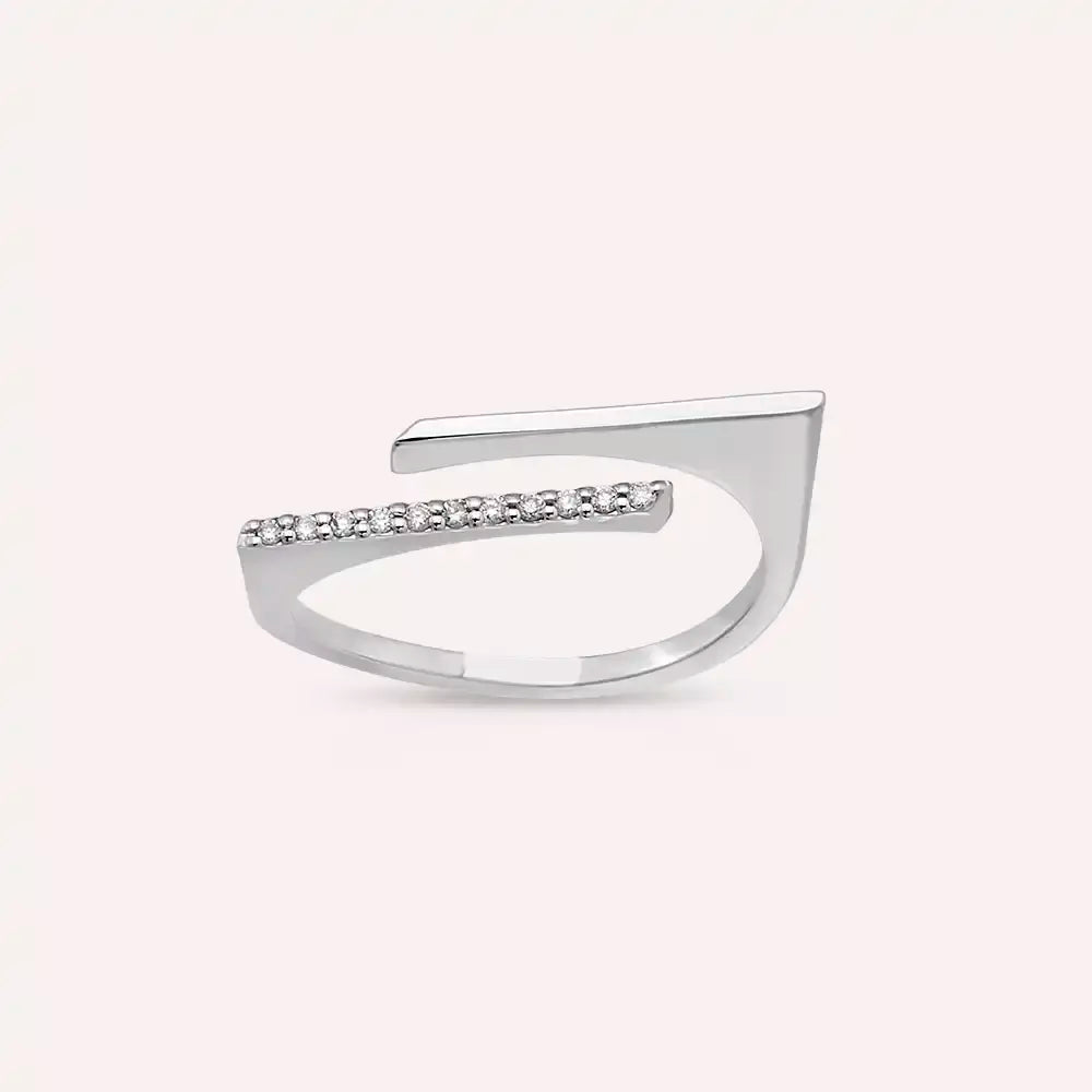 Linear 0.05 CT Diamond White Gold Ring
