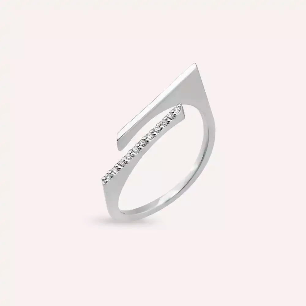 Linear 0.05 CT Diamond White Gold Ring
