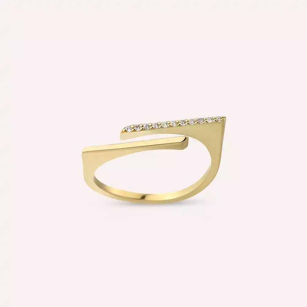 Linear 0.06 CT Diamond Yellow Gold Ring
