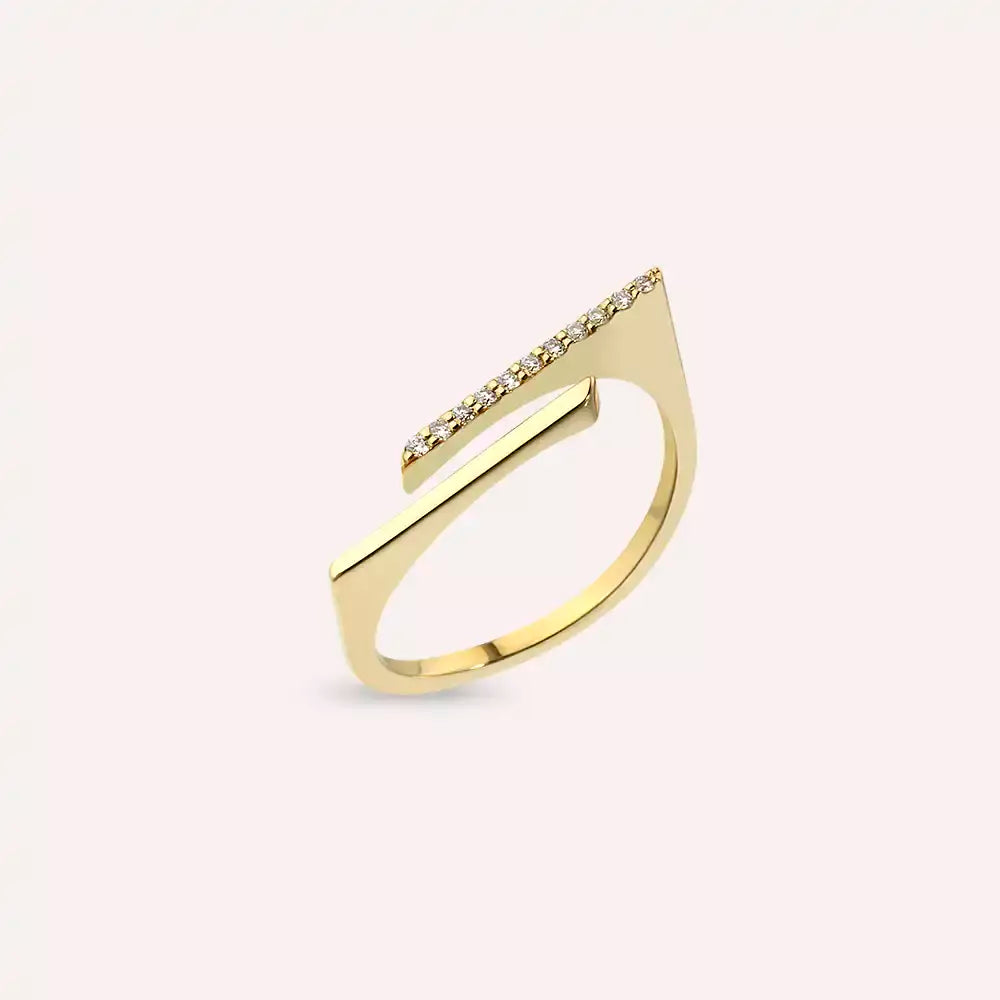 Linear 0.06 CT Diamond Yellow Gold Ring