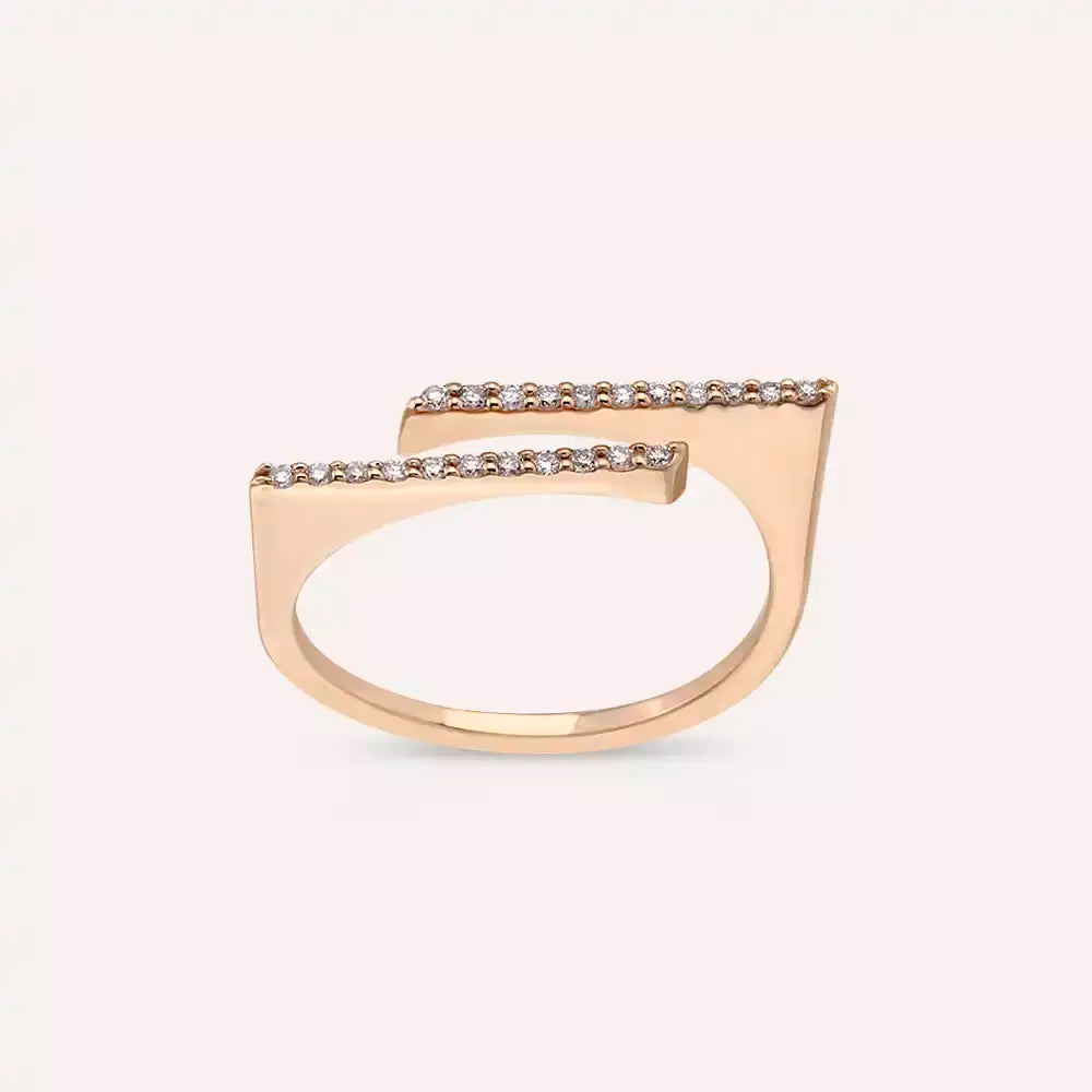 Linear 0.10 CT Diamond Rose Gold Ring