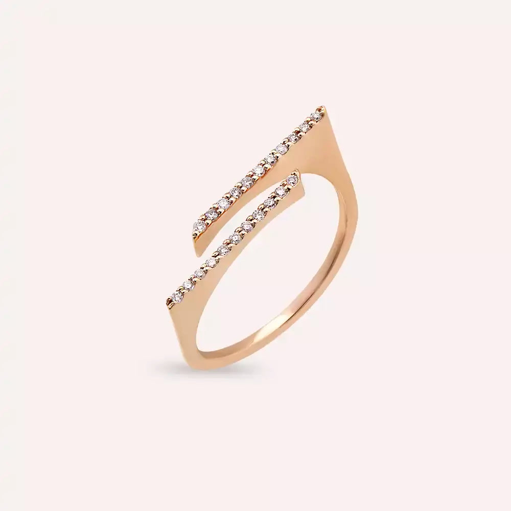 Linear 0.10 CT Diamond Rose Gold Ring
