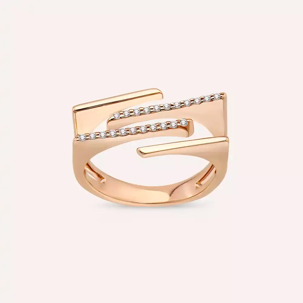 Linear 0.10 CT Diamond Rose Gold Ring