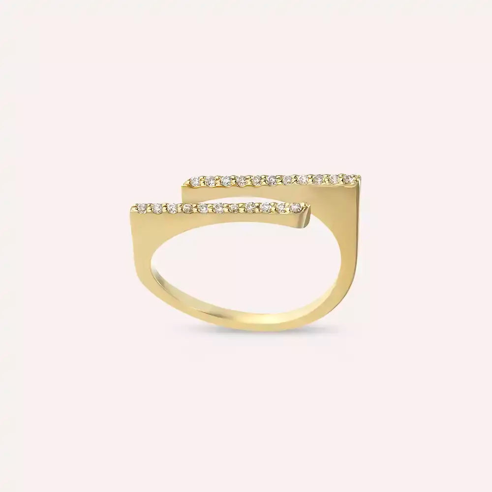 Linear 0.10 CT Diamond Yellow Gold Ring