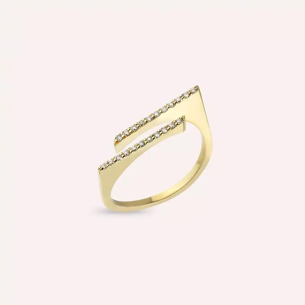 Linear 0.10 CT Diamond Yellow Gold Ring