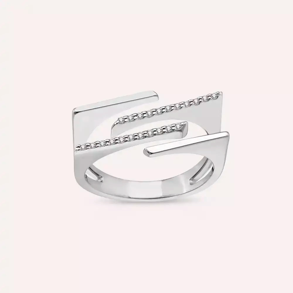 Linear 0.11 CT Diamond White Gold Ring