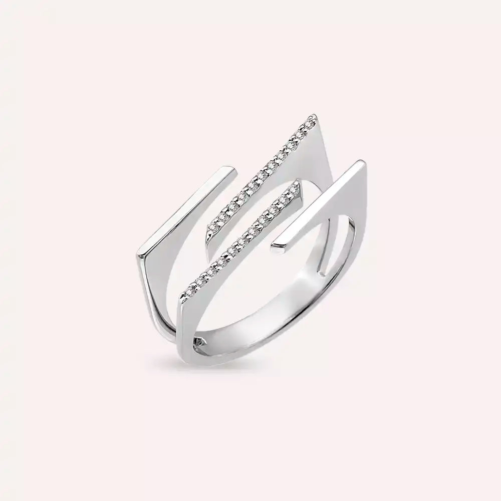 Linear 0.11 CT Diamond White Gold Ring