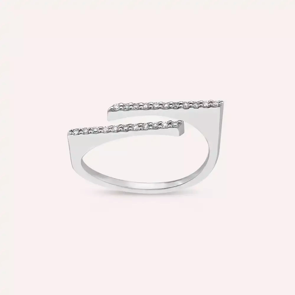 Linear 0.24 CT Diamond White Gold Ring