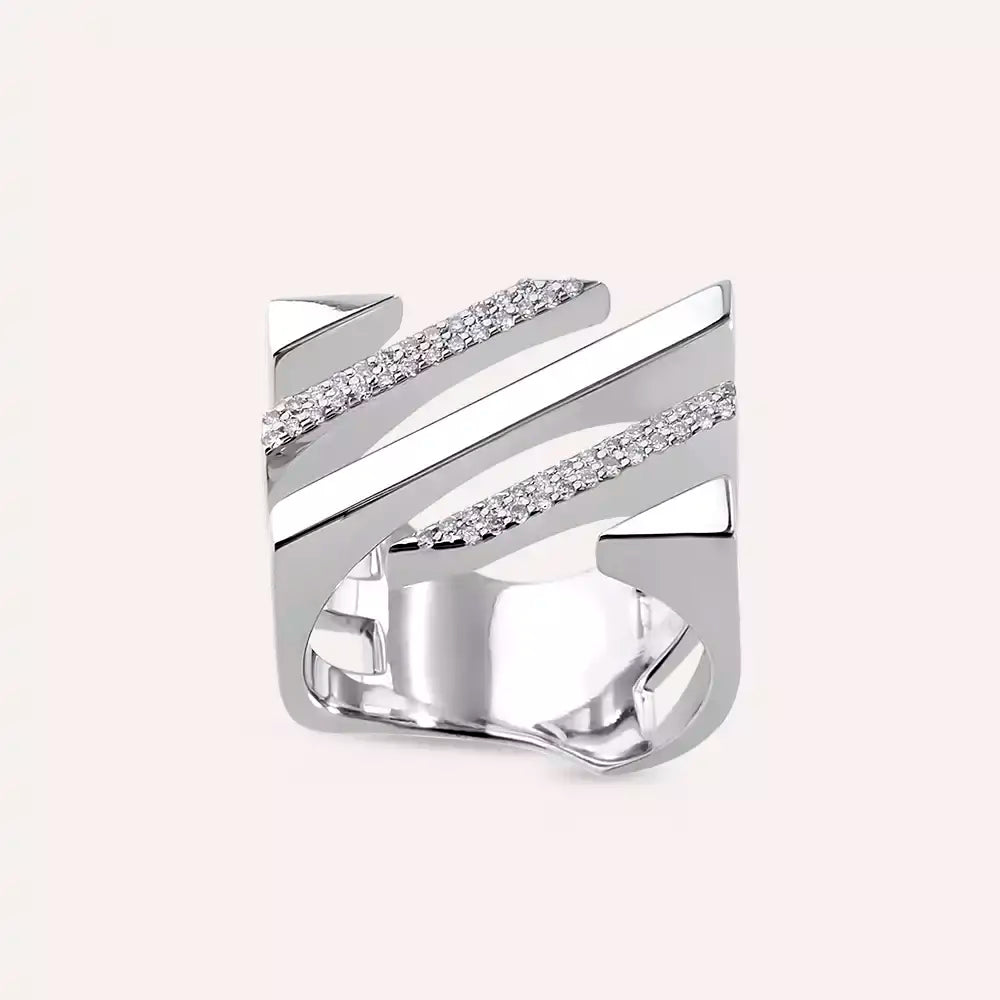 Linear Bold 0.20 CT Diamond White Gold Ring