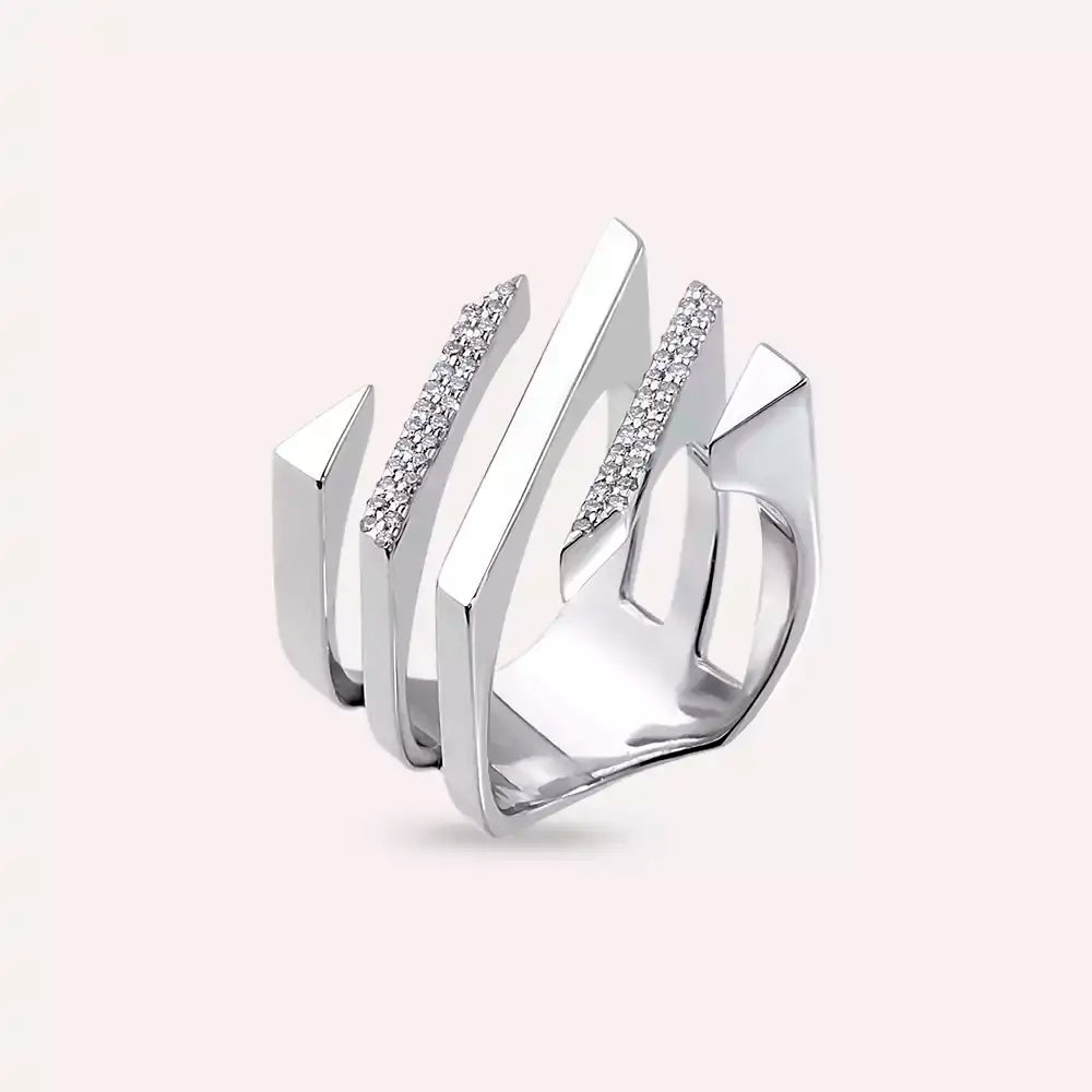 Linear Bold 0.20 CT Diamond White Gold Ring