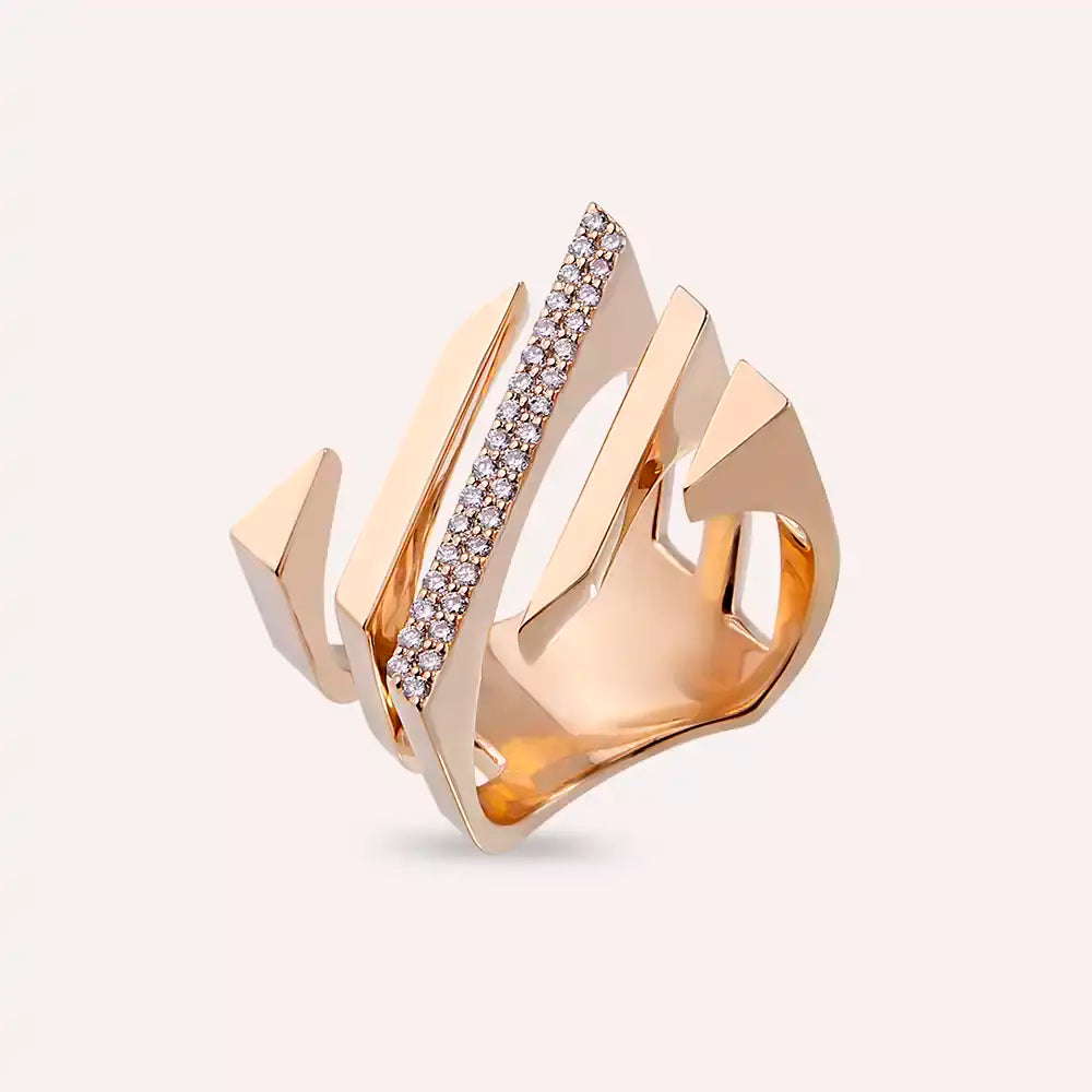 Linear Bold 0.22 CT Diamond Rose Gold Ring