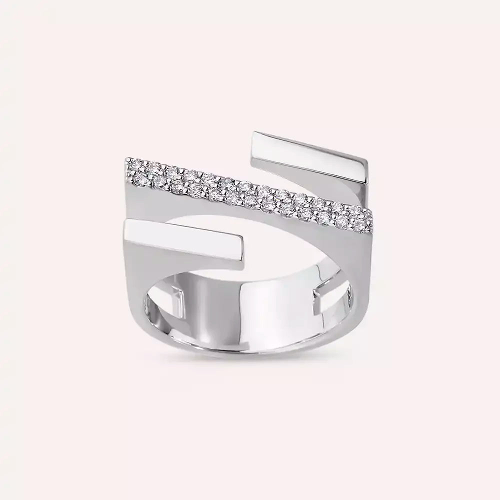 Linear Bold 0.27 CT Diamond White Gold Ring