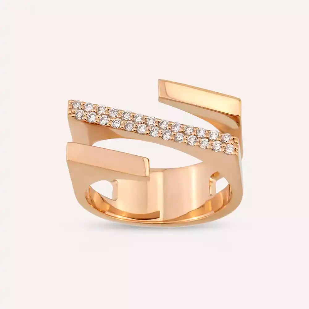 Linear Bold 0.27 CT Diamond Rose Gold Ring
