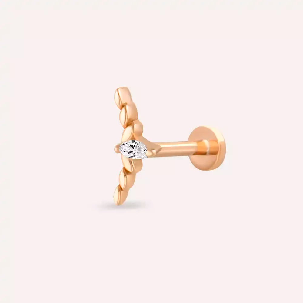 Liora Pırlanta Taşlı Rose Altın Piercing