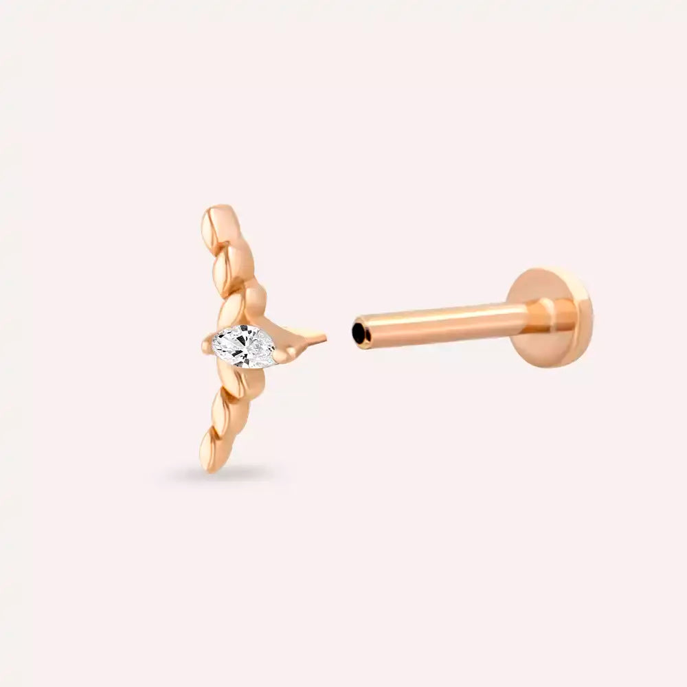 Liora Pırlanta Taşlı Rose Altın Piercing