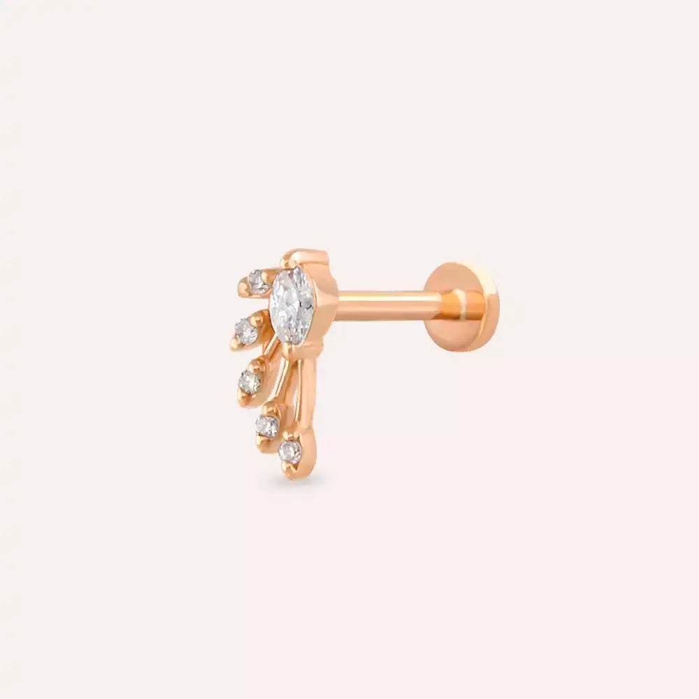Lithe Pırlanta Taşlı Rose Altın Piercing