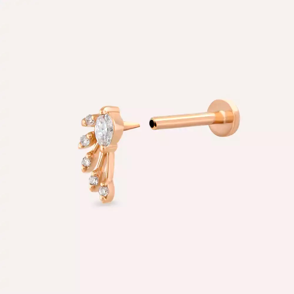 Lithe Pırlanta Taşlı Rose Altın Piercing
