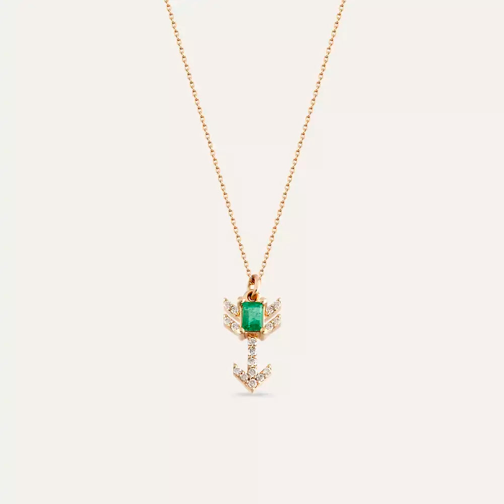 Chevron Emerald and Diamond Necklace