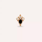 Liya Pırlanta Taşlı ve Siyah Mineli Rose Altın Piercing