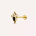 Liya Diamond and Black Enamel Yellow Gold Piercing