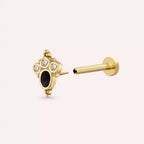 Liya Diamond and Black Enamel Yellow Gold Piercing