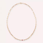Rose Gold Necklace with Locked Ruby and Diamond