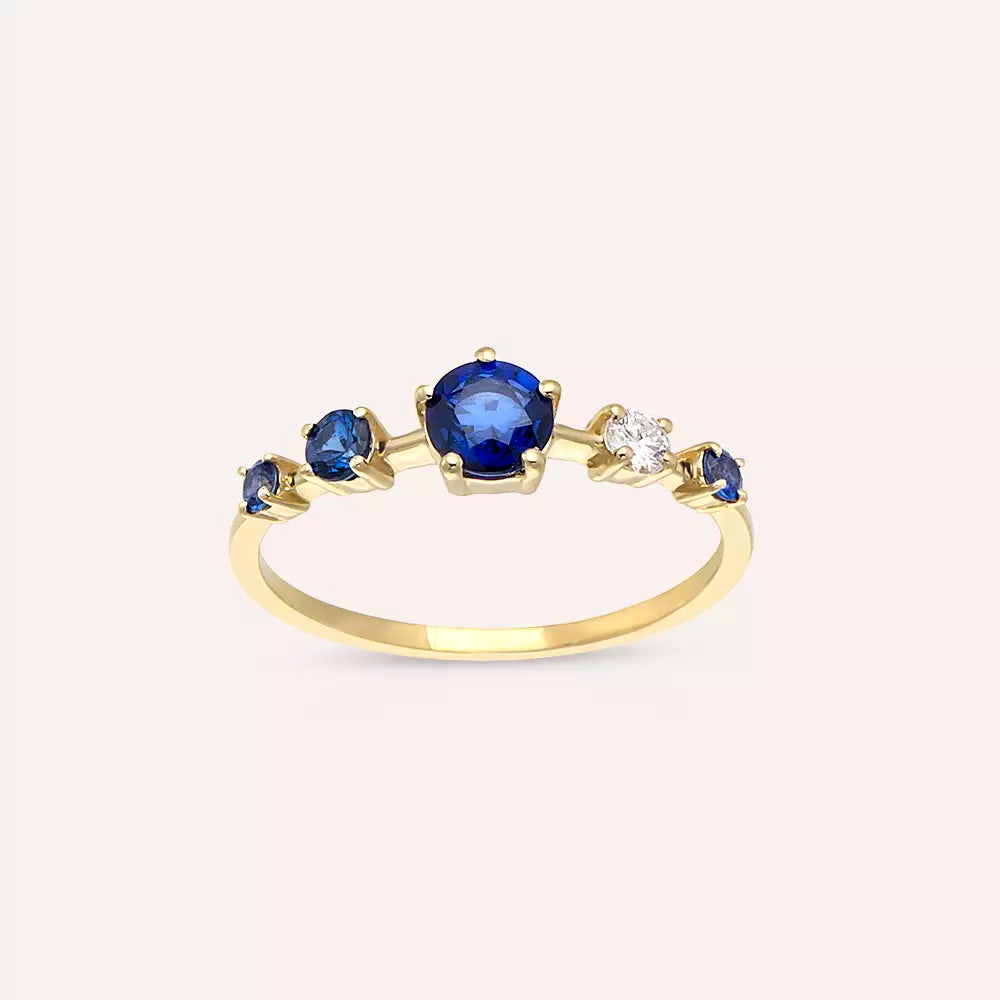Orion 0.83 CT Sapphire and Diamond Yellow Gold Ring